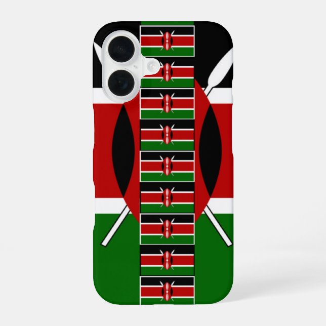 Kenya Seamless Miniature Flags Border Frames Art  Iphone Case (Back)