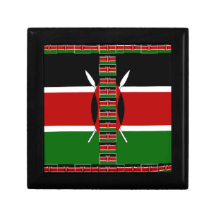 Kenya Seamless Miniature Flags Border Frames Art Keepsake Box