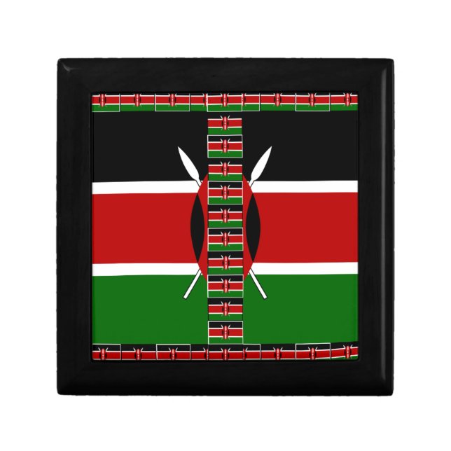 Kenya Seamless Miniature Flags Border Frames Art  Keepsake Box (Front)