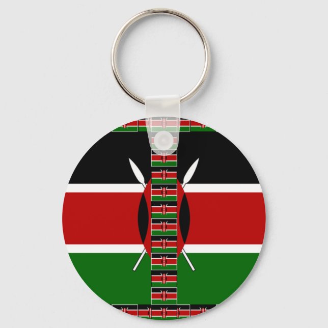 Kenya Seamless Miniature Flags Border Frames Art  Keychain (Front)