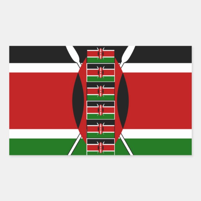 Kenya Seamless Miniature Flags Border Frames Art  Rectangular Sticker (Front)