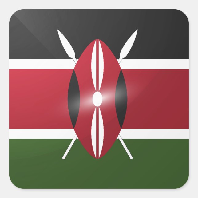 Kenya square glossy flag sticker (Front)