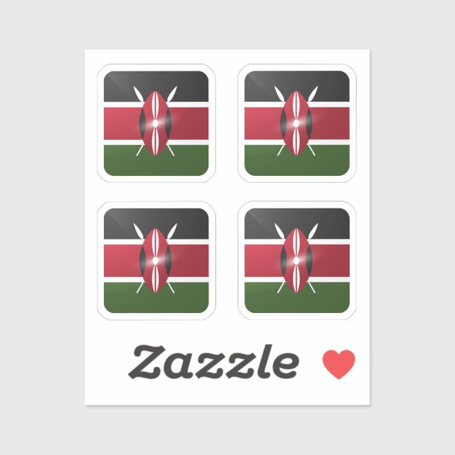 Kenya square glossy flag sticker (Sheet)