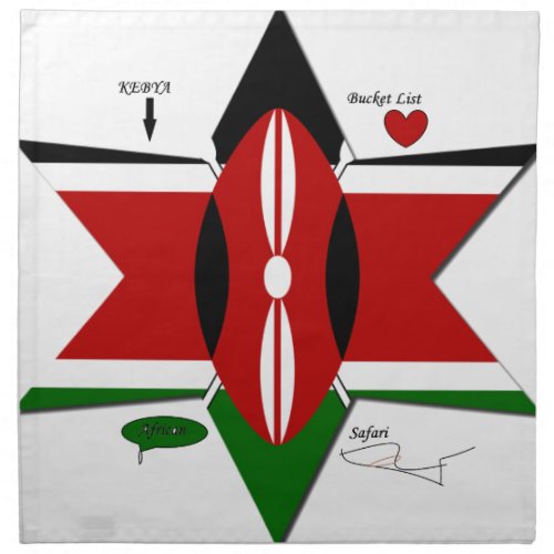 Kenya Star national safari flag colors bucket list Napkin