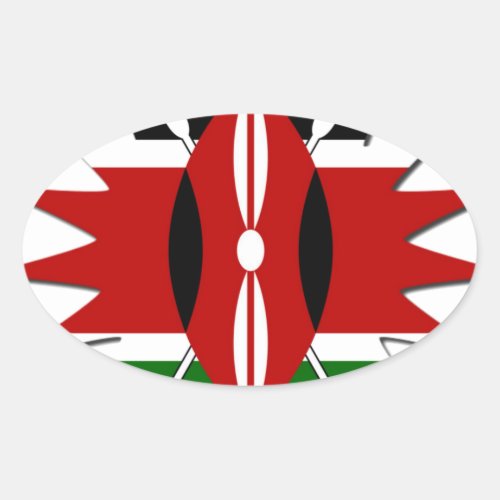 Kenya Star Oval Sticker