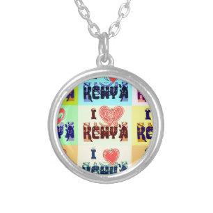 Kenya Travel Souvenir Pop Art Print Silver Plated Necklace
