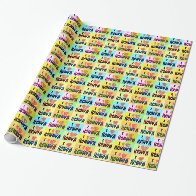 Kenya Travel Souvenir Pop Art Print Wrapping Paper (Unrolled)