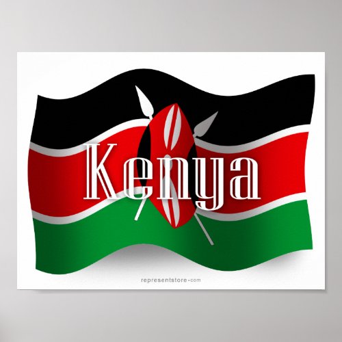Kenya Waving Flag Poster