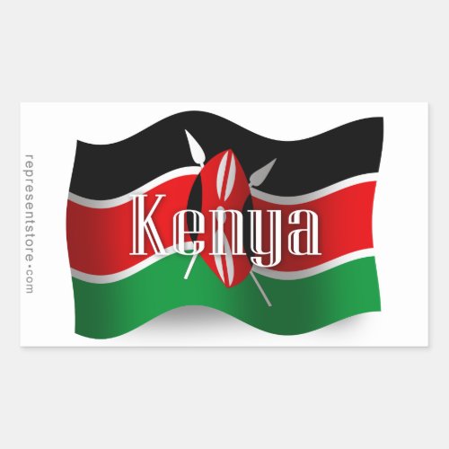 Kenya Waving Flag Rectangular Sticker