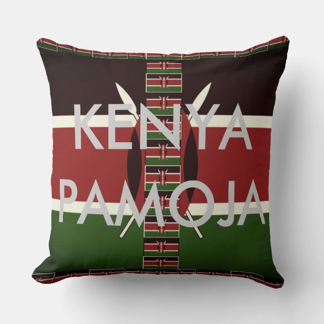 Kenya We are stronger Together: Kenya Pamoja Throw Pillow (Front)