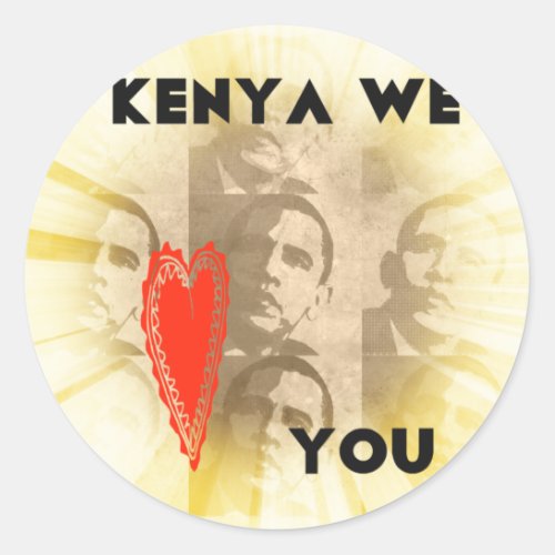 Kenya We Love You Classic Round Sticker