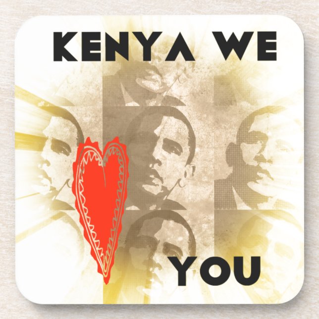 Kenya We Love You Lovely Perspective Art Design Beverage Coaster (Front)