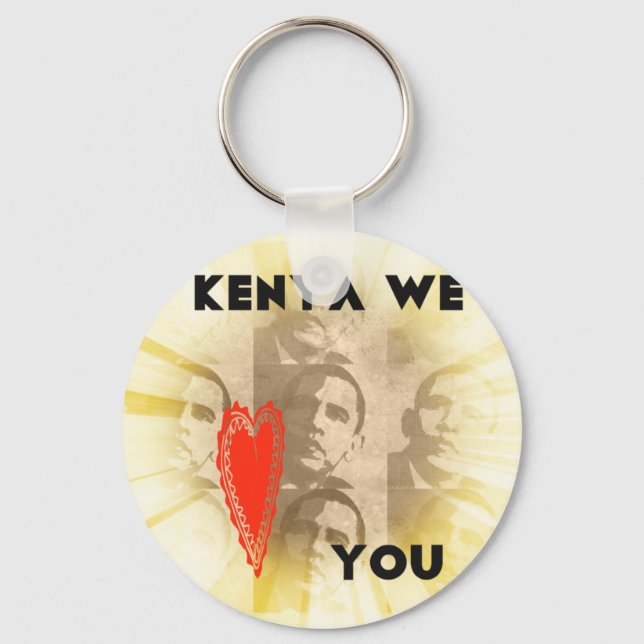 Kenya We Love You Lovely Perspective Art Design Keychain (Front)