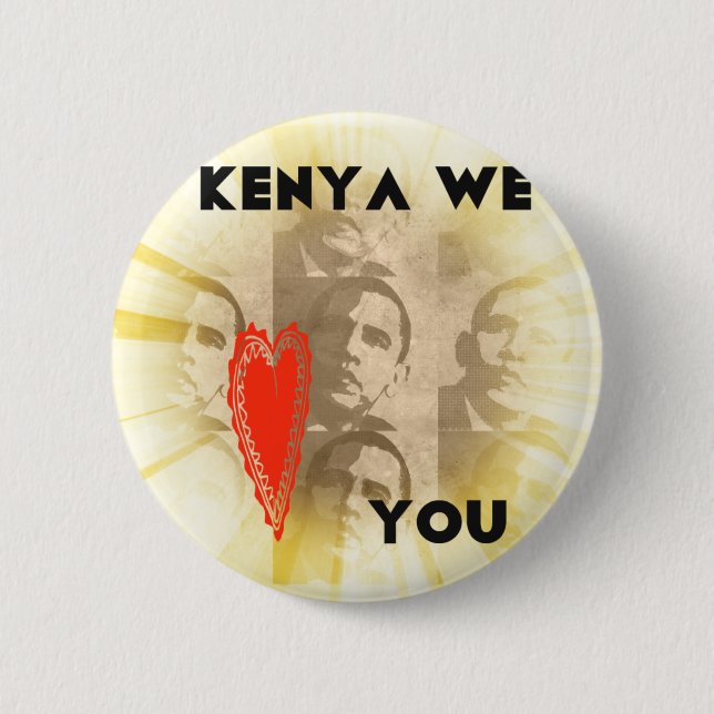 Kenya We Love You Lovely Perspective Art Design Pinback Button (Front)