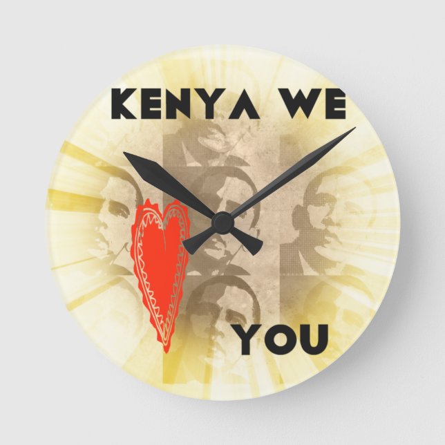 Kenya We Love You Lovely Perspective Art Design Round Clock (Front)