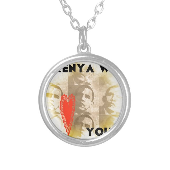 Kenya We Love You Lovely Perspective Art Design Silver Plated Necklace (Front)