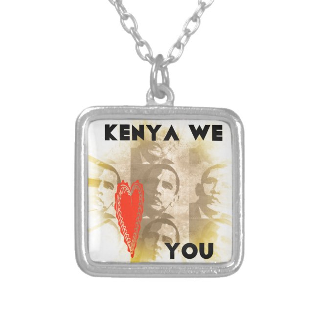 Kenya We Love You Lovely Perspective Art Design Silver Plated Necklace (Front)
