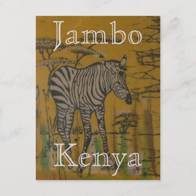 Kenya Wild Life African Safari Zebra Postcard (Front)