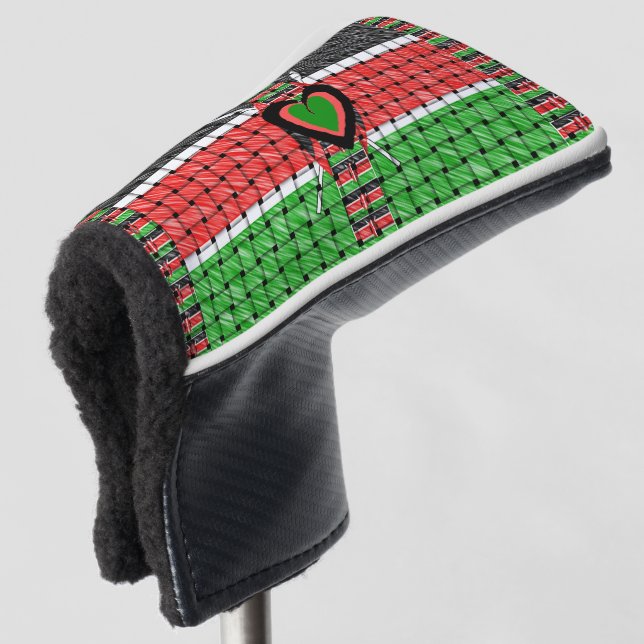 Kenya Woven Flag Black Red Green Golf Head Cover (3/4 Front)