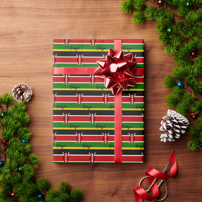 Kenya Wrapping Paper, Kenyan Flag patriotic Wrapping Paper (Holiday Gift)