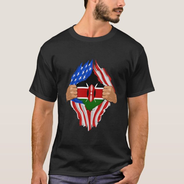 Kenyan Blood Inside Me Kenya Flag T-Shirt (Front)