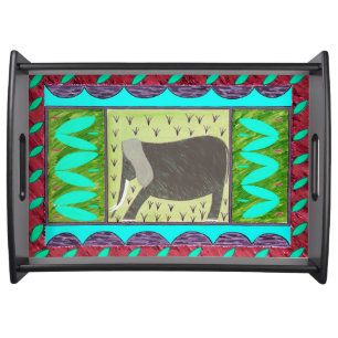 Kenyan Elephant Aqua Serving Tray