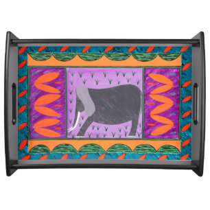 Kenyan Elephant Orange Serving Tray