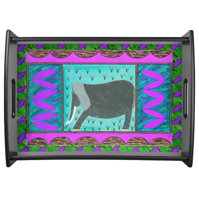 Kenyan Elephant Violet Serving Tray (Front)