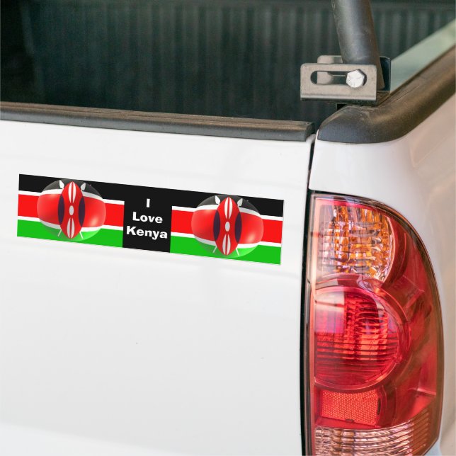 Kenyan Flag Bumper Sticker (On Truck)