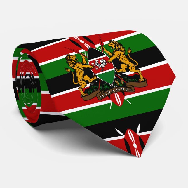 Kenyan Flag & Coat of Arms, Flag of Kenya Neck Tie (Rolled)
