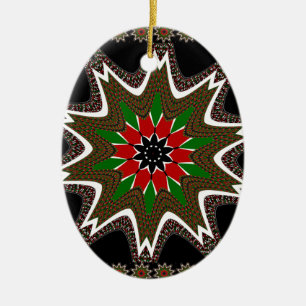 Kenyan Flag Colors Art Print/Graphic Ceramic Ornament