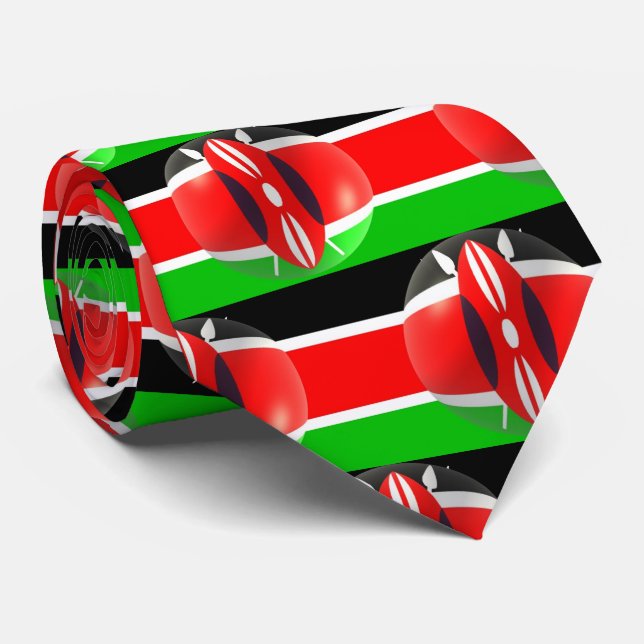 Kenyan Flag Design Neck Tie (Rolled)