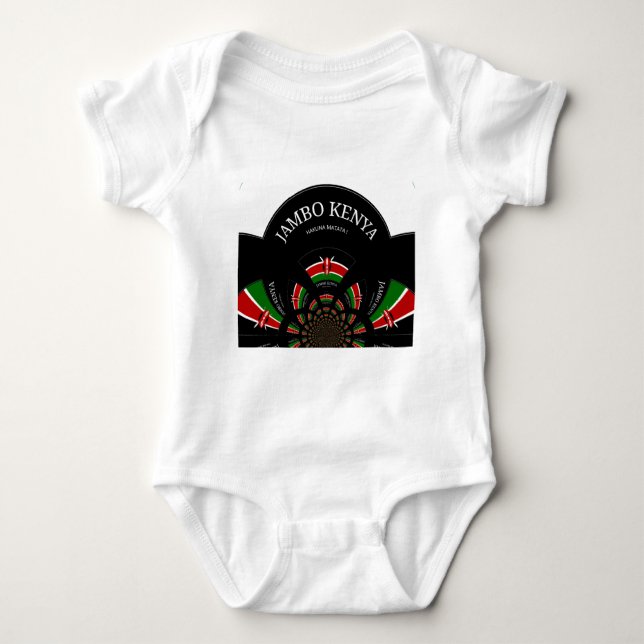 Kenyan Flag Inspired Jambo Welcome Design Art  Baby Bodysuit (Front)