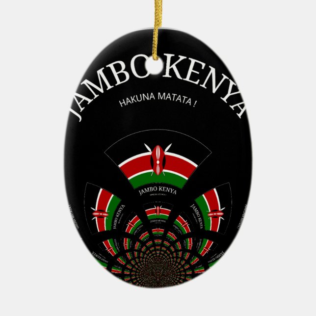 Kenyan Flag Inspired Jambo Welcome Design Art  Ceramic Ornament (Front)