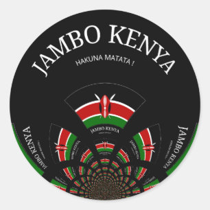Kenyan Flag Inspired Jambo Welcome Design Art Classic Round Sticker