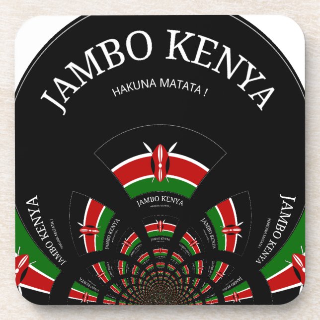 Kenyan Flag Inspired Jambo Welcome Design Art  Drink Coaster (Front)
