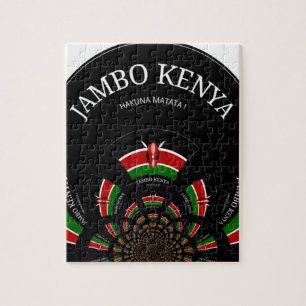 Kenyan Flag Inspired Jambo Welcome Design Art  Jigsaw Puzzle