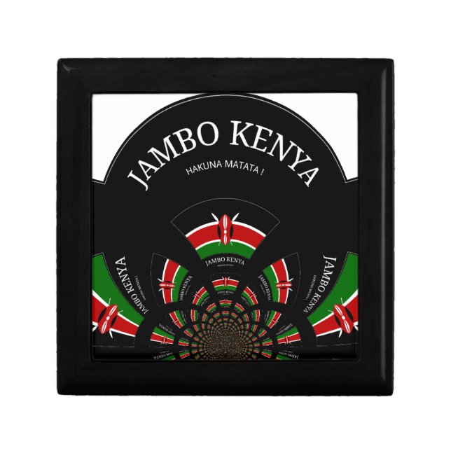 Kenyan Flag Inspired Jambo Welcome Design Art  Keepsake Box (Front)