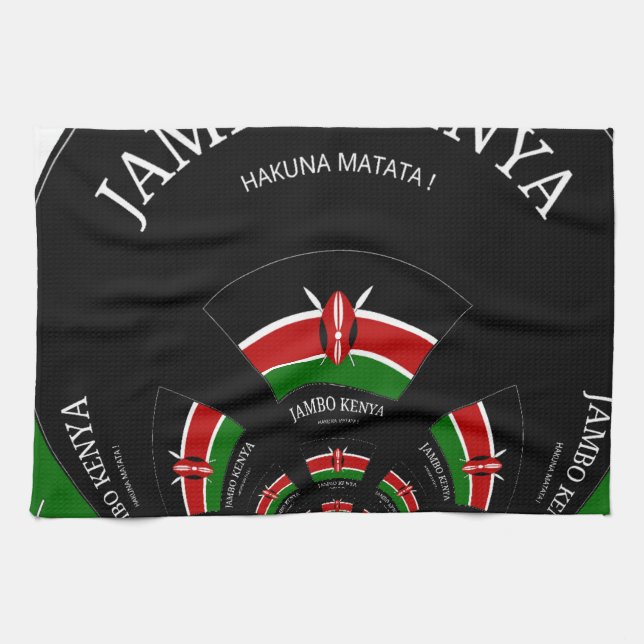 Kenyan Flag Inspired Jambo Welcome Design Art  Kitchen Towel (Horizontal)