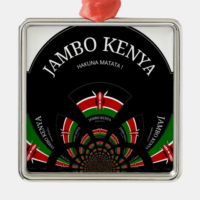 Kenyan Flag Inspired Jambo Welcome Design Art  Metal Ornament (Front)