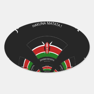 Kenyan Flag Inspired Jambo Welcome Design Art Oval Sticker