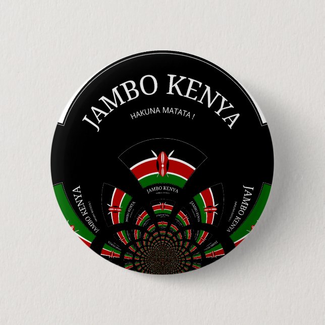 Kenyan Flag Inspired Jambo Welcome Design Art  Pinback Button (Front)