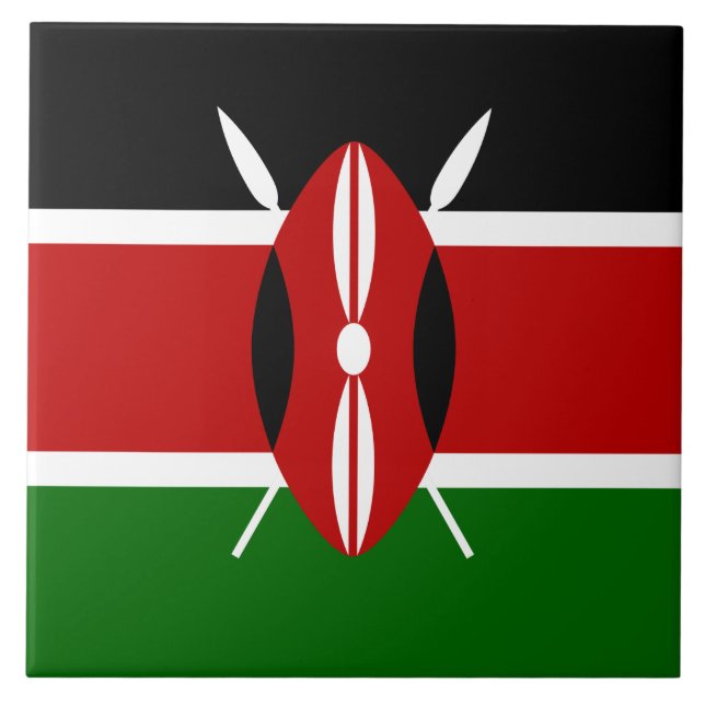 Kenyan Flag (Kenya) Ceramic Tile (Front)
