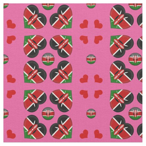 Kenyan Flag & Kenya Heart fashion Fabric