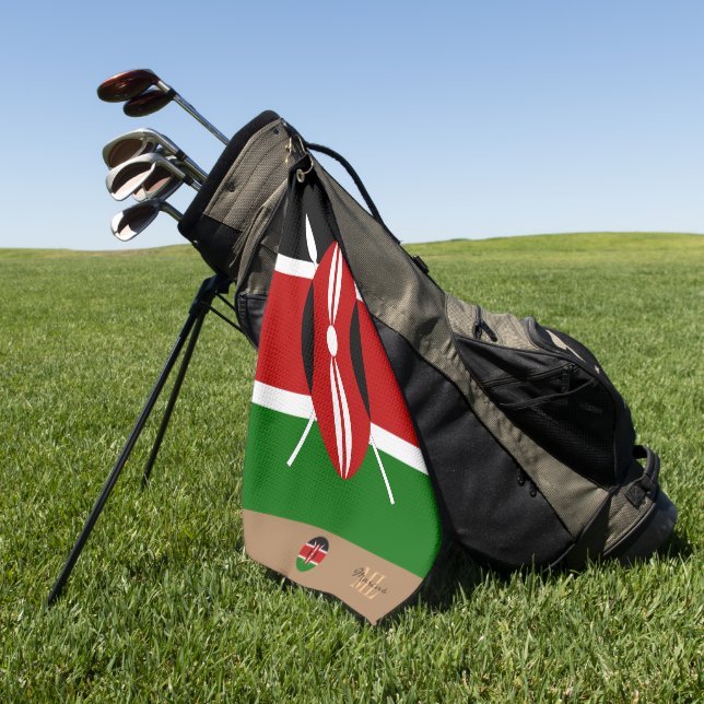 Kenyan flag & Kenya monogrammed /Africa golf towel (Green)