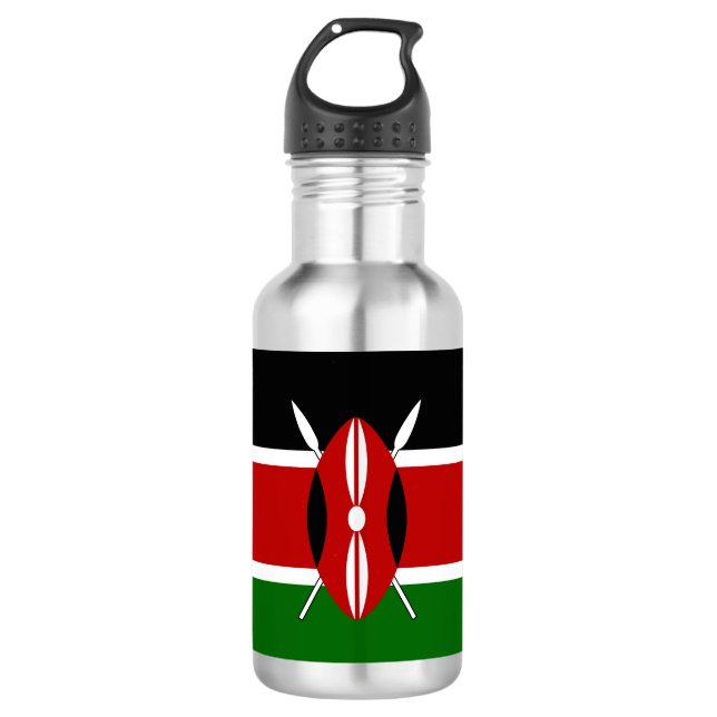 Kenyan flag paper cup stainless steel water bottle (Front)