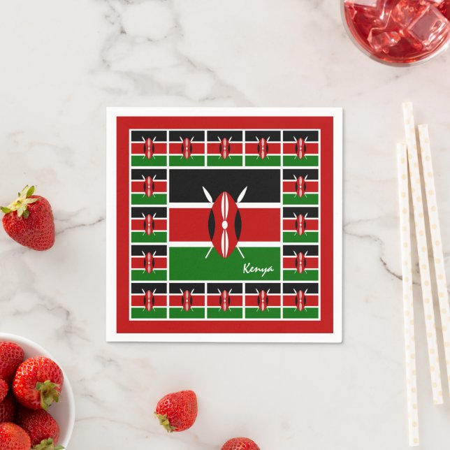 Kenyan flag party napkins, Kenya / Africa Napkins (Insitu)