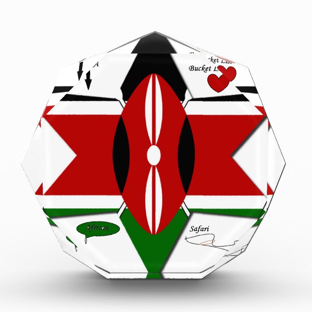Kenyan Flag Safari Design: Bucket List Acrylic Award (Front)