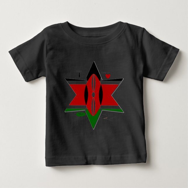 Kenyan Flag Safari Design: Bucket List Baby T-Shirt (Front)