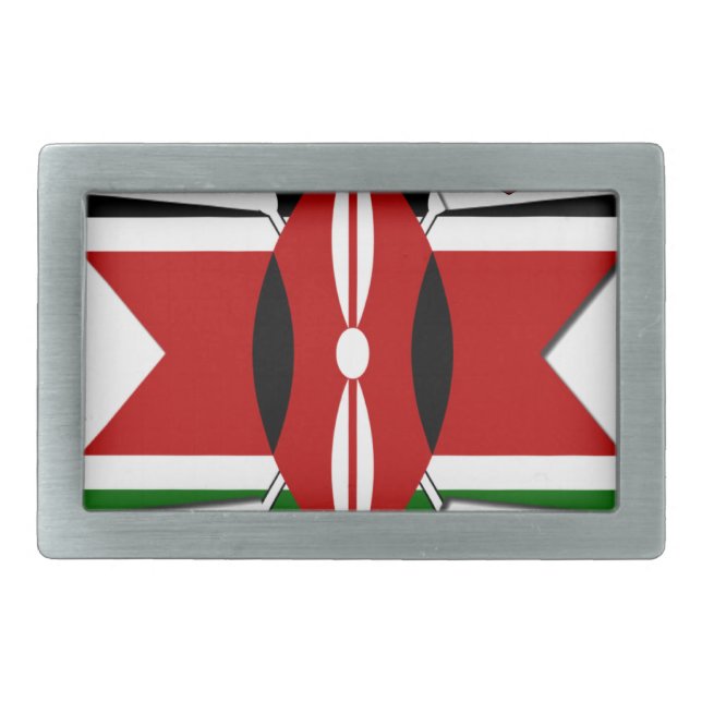 Kenyan Flag Safari Design: Bucket List Belt Buckle (Front)